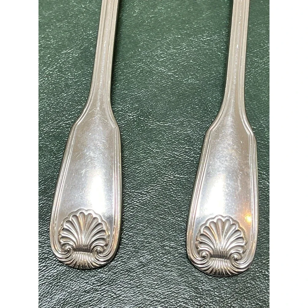 Reed & Barton Colonial Shell Stainless Serving Spoons 8.5” Set of 2
